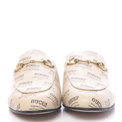 Gucci Calfskin Stamp Print Womens Princetown Slippers 38 Soy Black 2 of 9