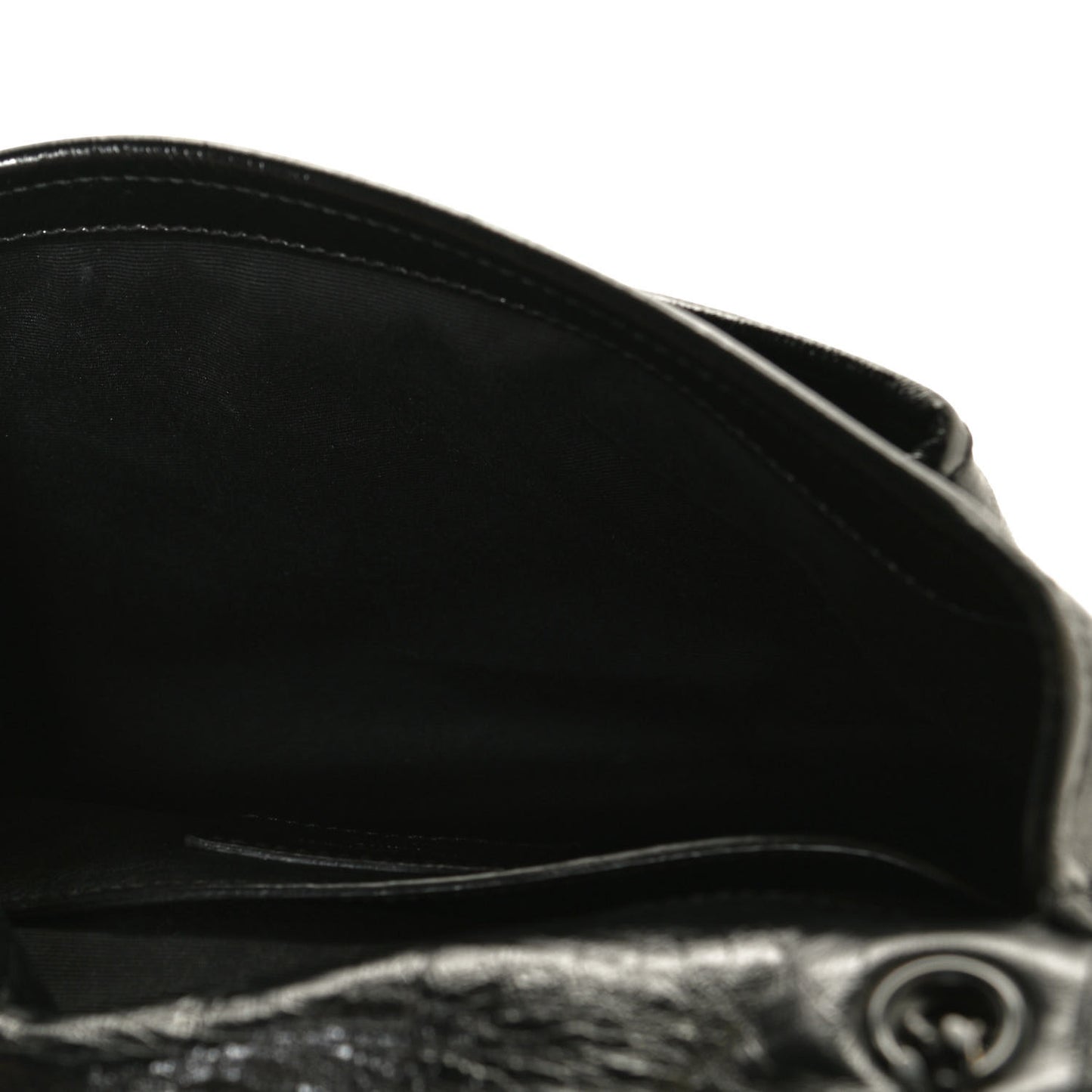 Crinkled Calfskin Matelasse Monogram Baby Niki Chain Satchel Black