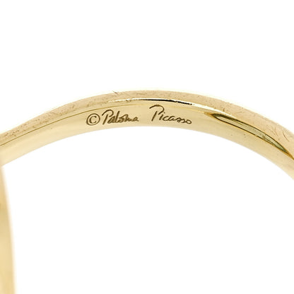Tiffany 18K Yellow Gold Blue Topaz Paloma Picasso Olive Leaf Ring 49 5 6 of 8