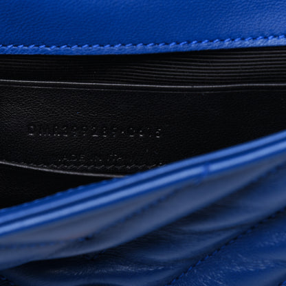 Saint Laurent Sheepskin Matelasse Chevron Monogram Classic Baby Chain Bag Blue Majorelle 9 of 17