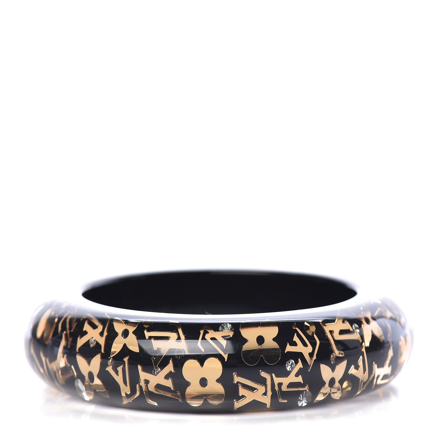 Louis Vuitton Resin Swarovski Small Inclusion Bracelet GM Black 1 of 3
