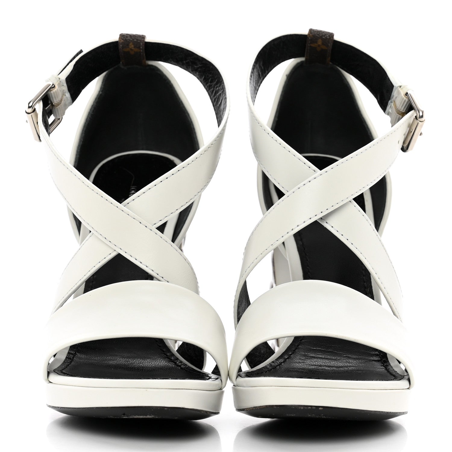 Louis Vuitton Calfskin Monogram Damier Tressage Matchmake Cross Sandals 37.5 White 2 of 16