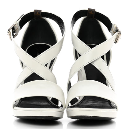 Louis Vuitton Calfskin Monogram Damier Tressage Matchmake Cross Sandals 37.5 White 2 of 16