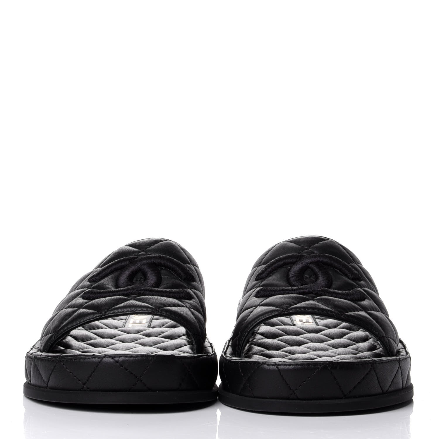 Chanel Lambskin Quilted CC Mules Sandals 38 Black 2 of 11