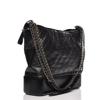 Chanel Aged Calfskin Quilted Large Gabrielle Hobo Black 3 of 13