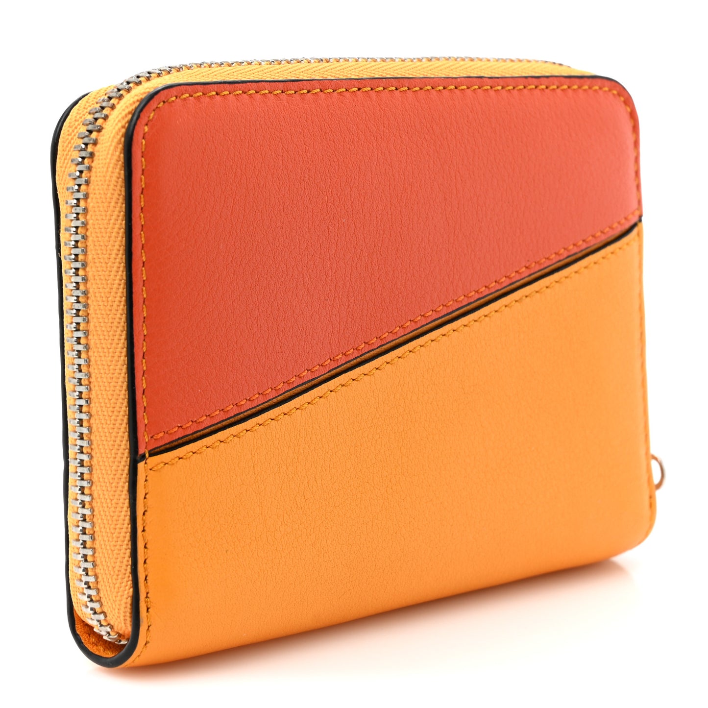 Calfskin Puzzle Zip Around Wallet Yellow Multicolor