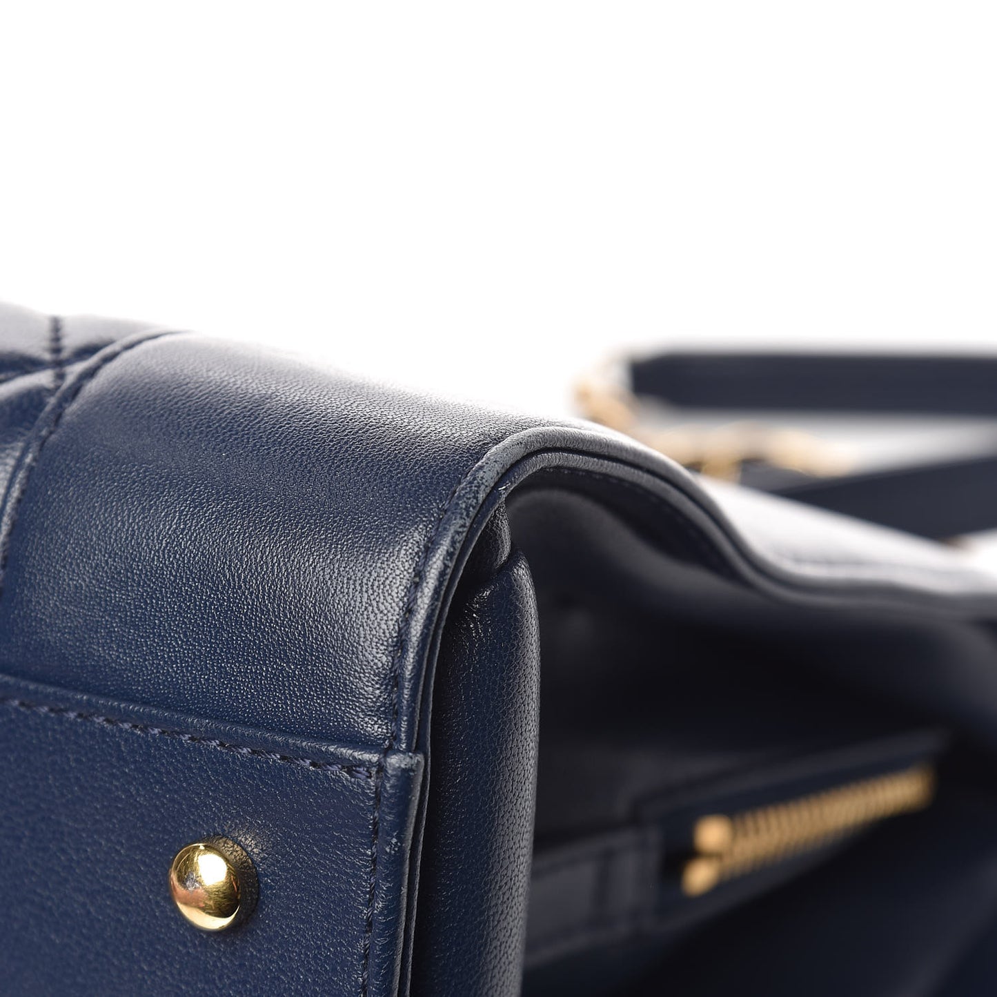 Sheepskin Quilted Mademoiselle Vintage Shopping Tote Navy