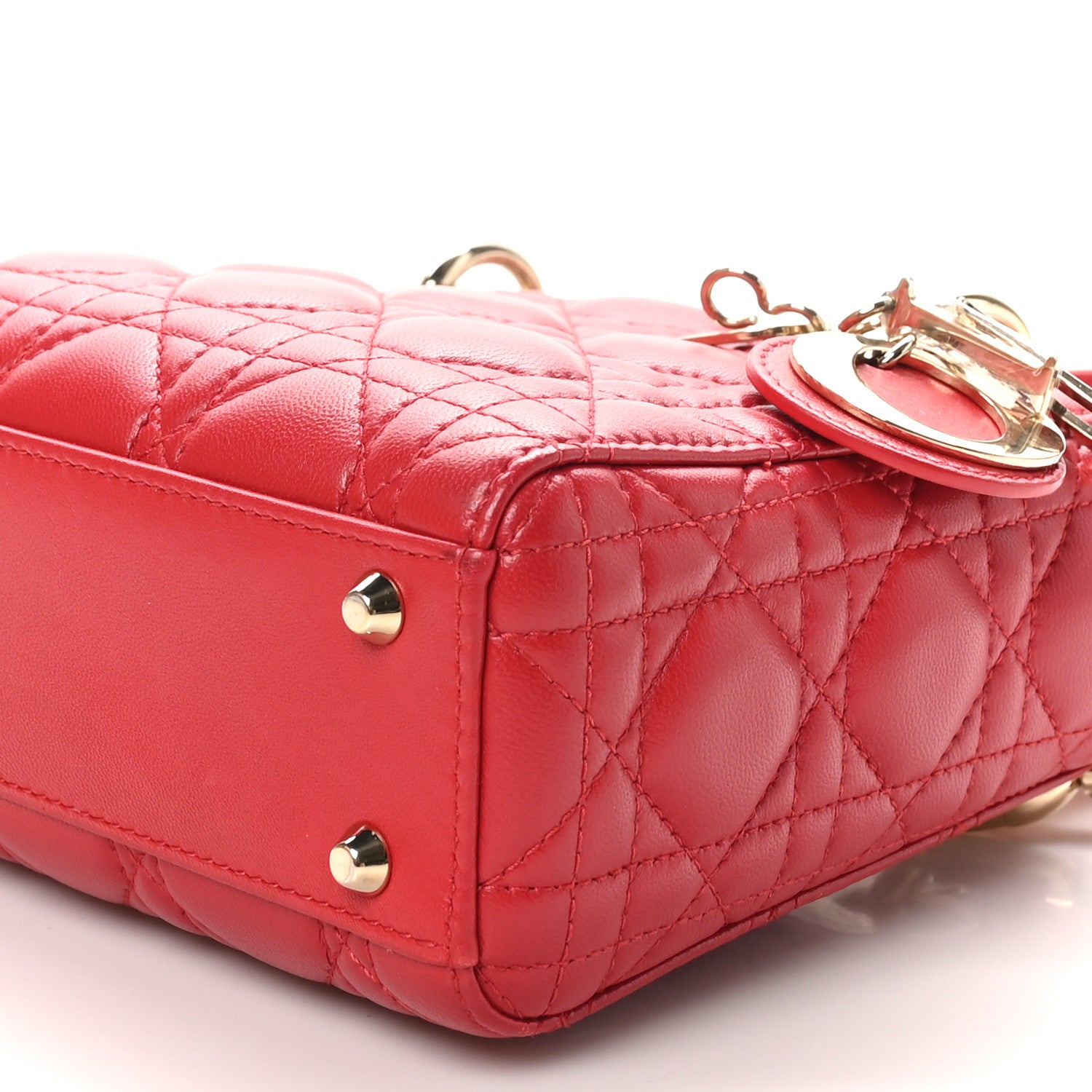 Christian Dior Lambskin Cannage Mini Lady Dior Red 10 of 11