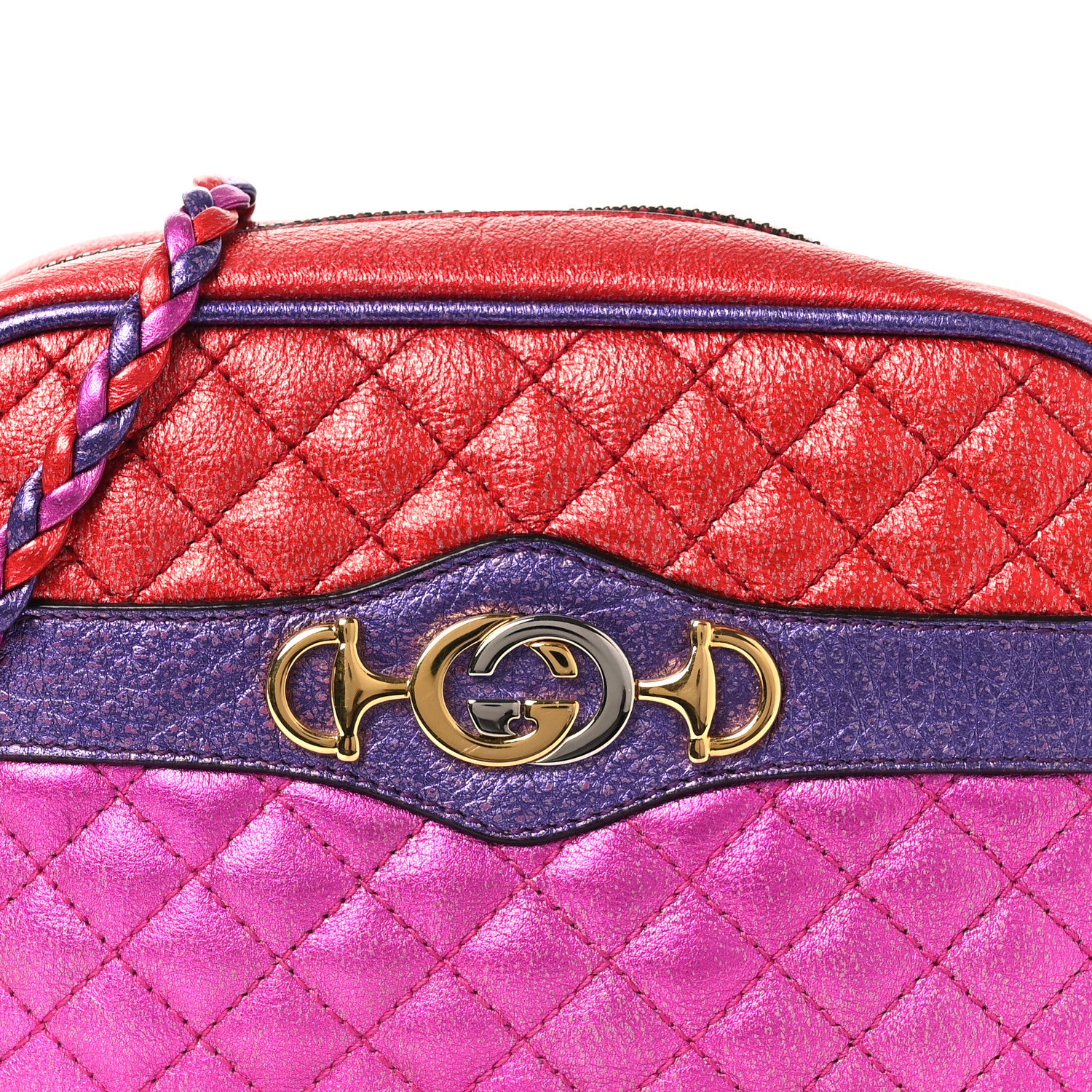 Gucci Laminated Nappa Trapuntata Mini Zumi Shoulder Bag Rosso Fuxia Bizantin 8 of 11