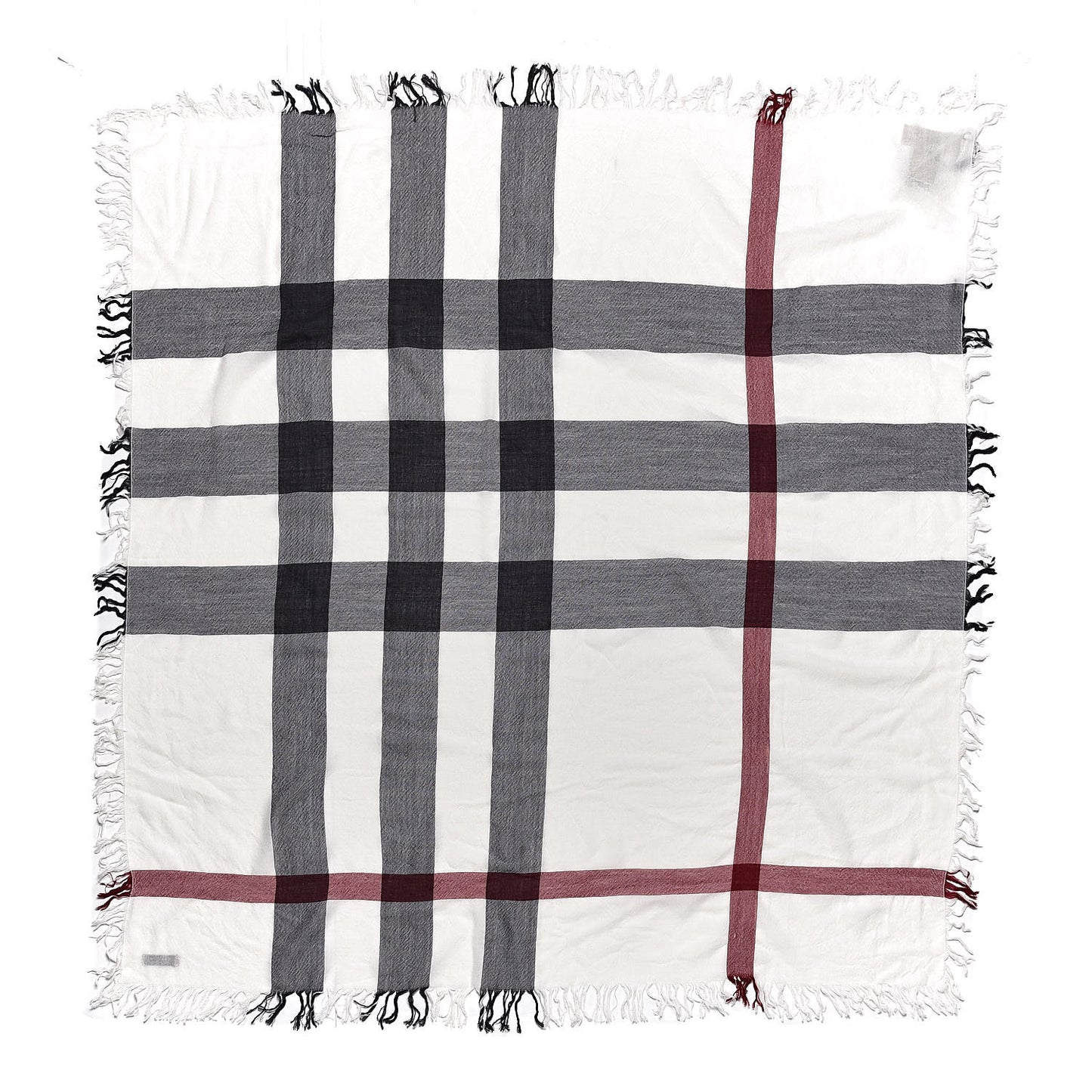 Merino Wool House Check Scarf Ivory
