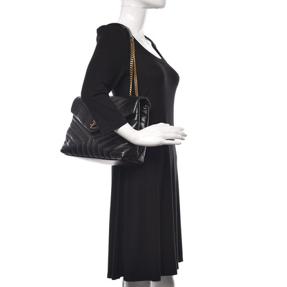 Saint Laurent Calfskin Y Quilted Monogram Medium Loulou Chain Satchel Black 2 of 11