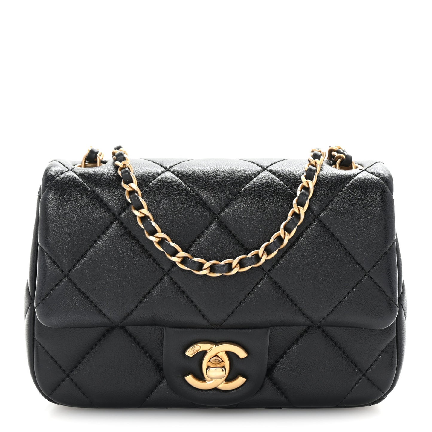 Lambskin Quilted Pearl Small Flap Black
