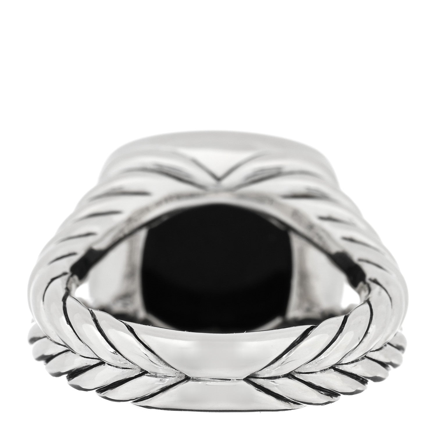 David Yurman Sterling Silver Diamond Black Onyx 11mm Albion Statement Ring 52 6 3 of 4