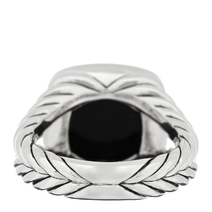 David Yurman Sterling Silver Diamond Black Onyx 11mm Albion Statement Ring 52 6 3 of 4