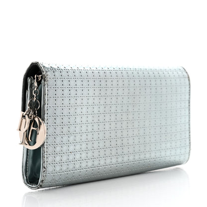 Christian Dior Metallic Calfskin Micro-Cannage Lady Dior Croisiere Chain Wallet Blue 3 of 9