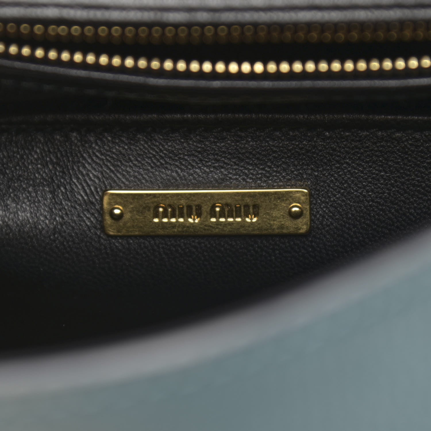 Miu Miu Goatskin Madras Click Top Handle Petrolio Black 6 of 11