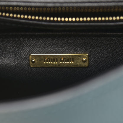 Miu Miu Goatskin Madras Click Top Handle Petrolio Black 6 of 11