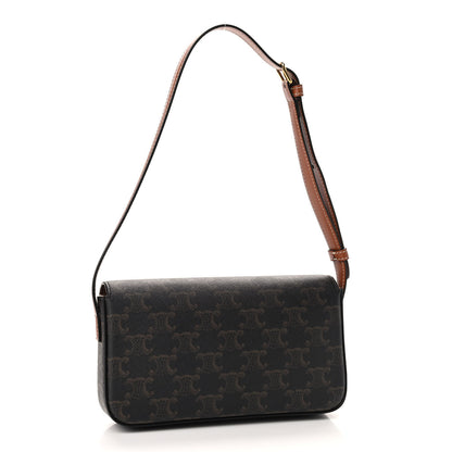 Celine Canvas Calfskin Triomphe Shoulder Bag Tan 3 of 9