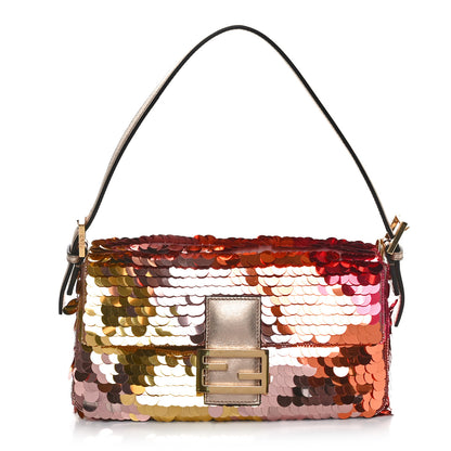 Fendi Sequin Paillettes Vitello Laminato Striped Baguette 1997 Multicolor 1 of 12
