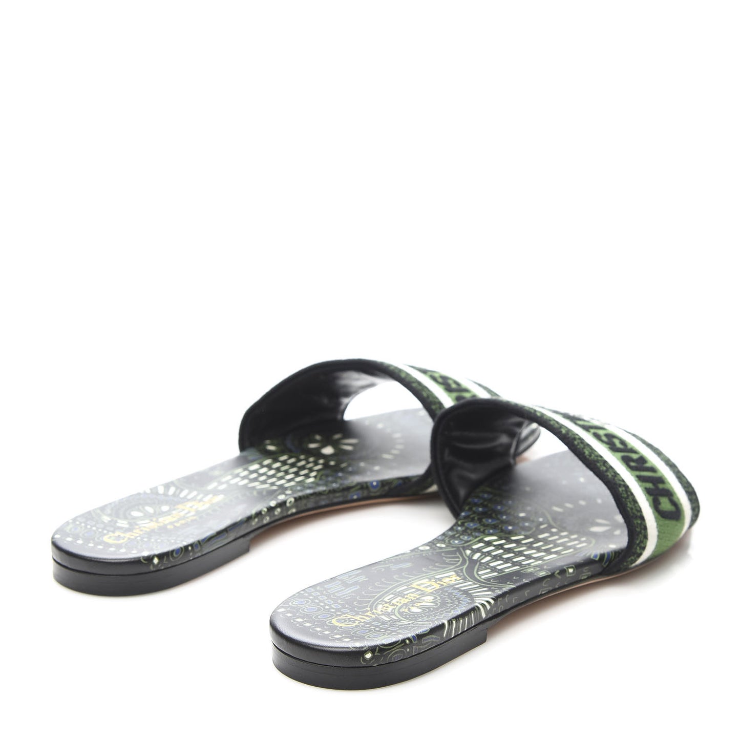 Canvas Embroidered Animals Dway Mules Slide Sandals 39 Green