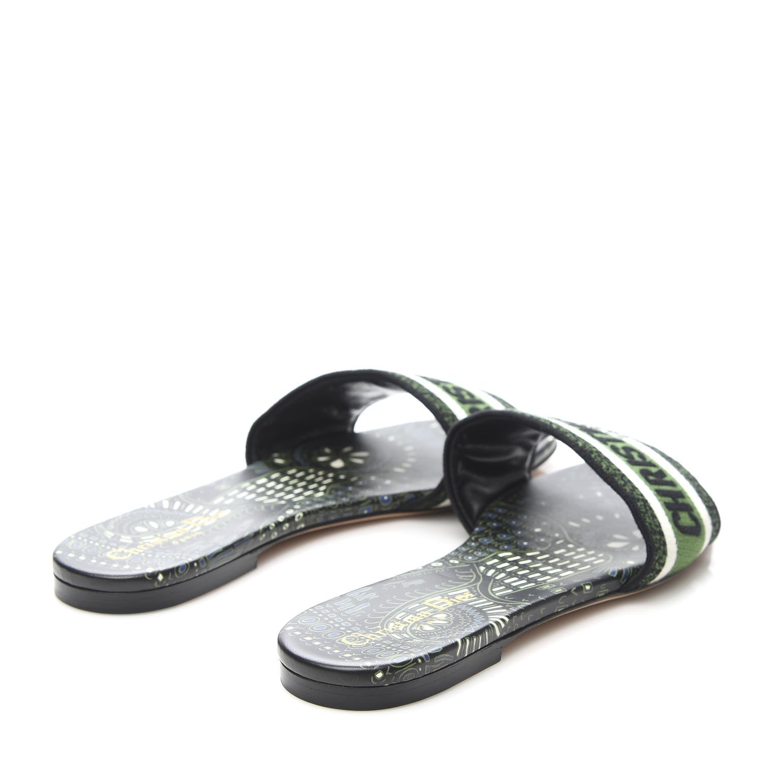 Christian Dior Canvas Embroidered Animals Dway Mules Slide Sandals 39 Green 4 of 8