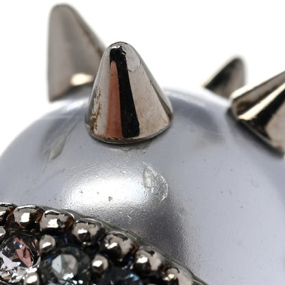 Gucci Metal Crystal Pearl Spike Feline Earrings Silver 5 of 6
