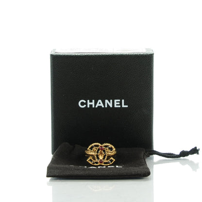 Chanel Enamel Gripoix CC Ring 6.5 Black Gold 5 of 5