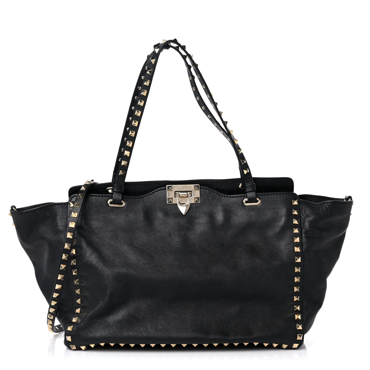 Vitello Medium Rockstud Tote Black