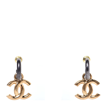 Chanel Metal Drop CC Earrings Ruthenium Gold 1 of 5