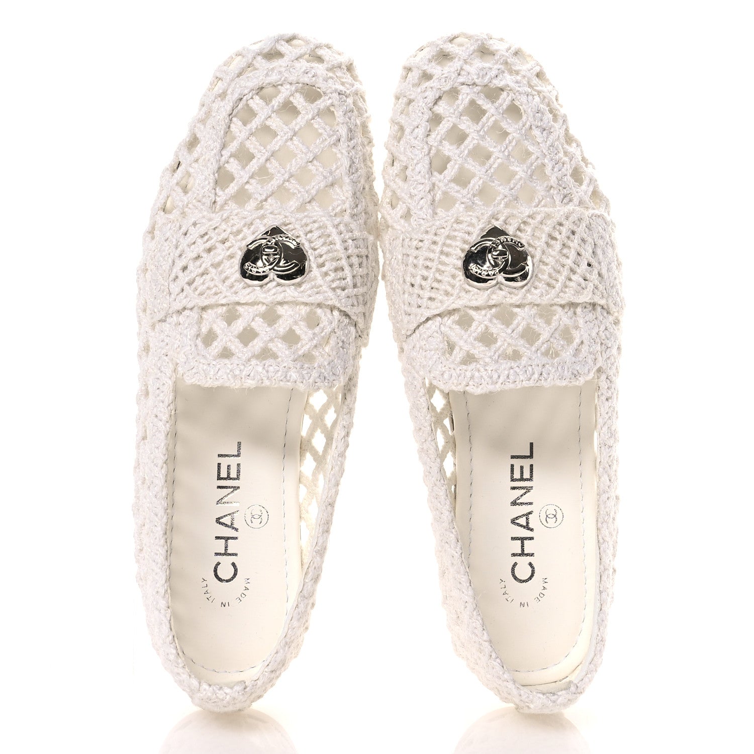 Chanel Cord Braided CC Mocassin Loafers 39.5 White 2 of 9
