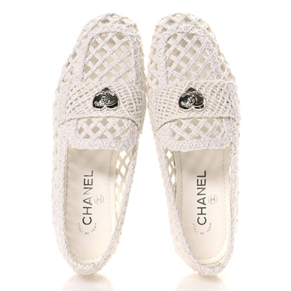 Chanel Cord Braided CC Mocassin Loafers 39.5 White 2 of 9