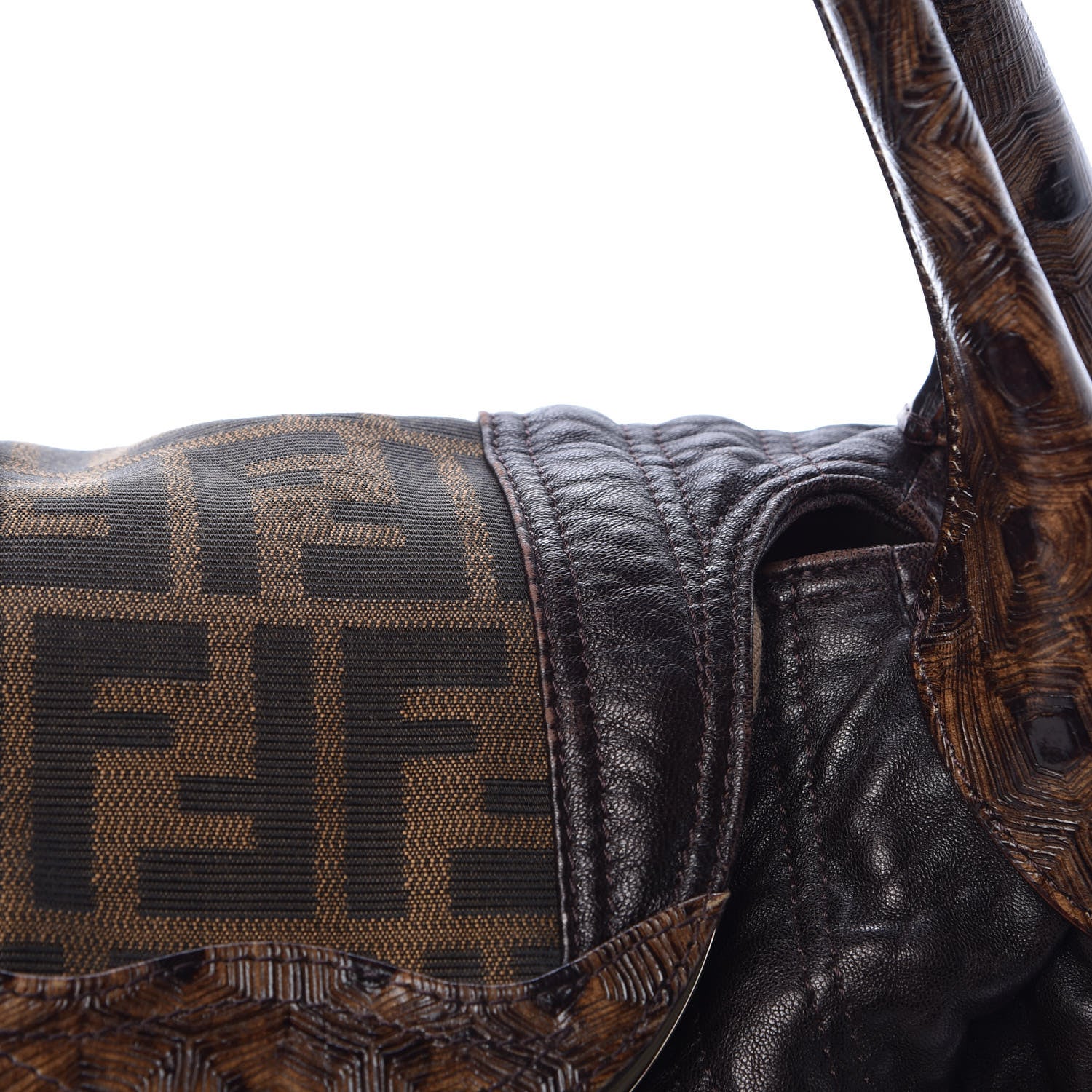 Fendi Zucca Nappa Nuvolata Vitello Tortuga Spy Tobacco Moro 17 of 18