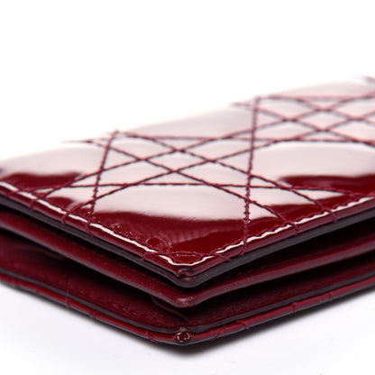 Christian Dior Patent Cannage Small Lady Dior Flap Card Holder Scarlet 9 of 13
