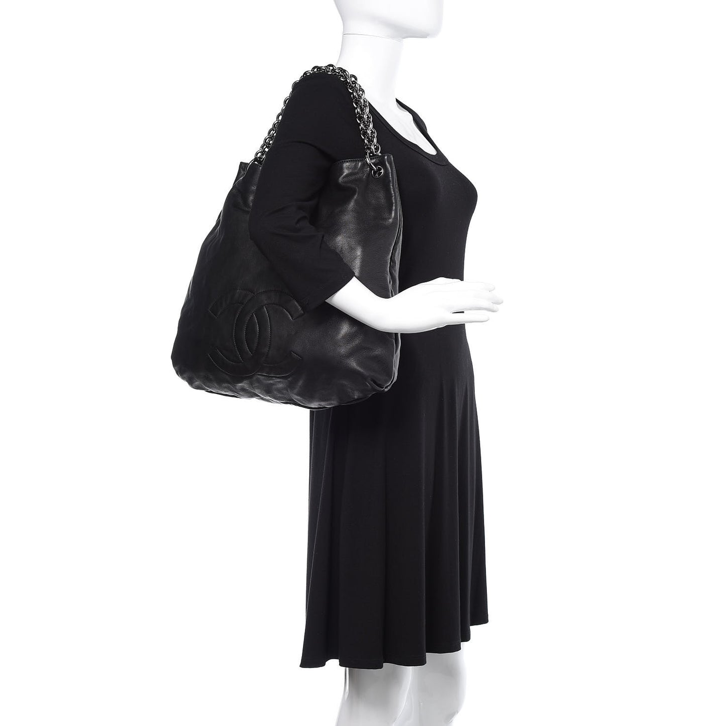 Lambskin Large Soft and Chain Hobo Black