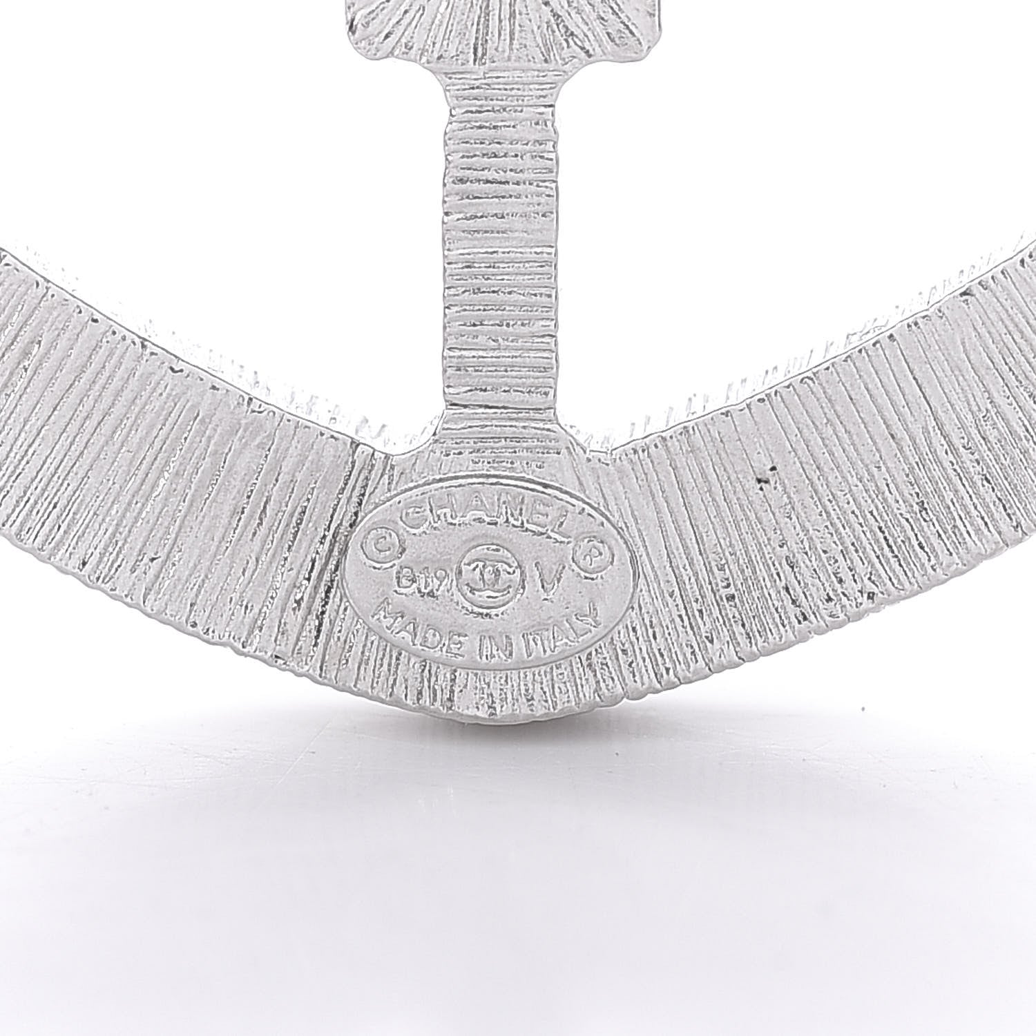 Chanel Swarovski Baguette Crystal CC Shield Brooch Silver 4 of 4