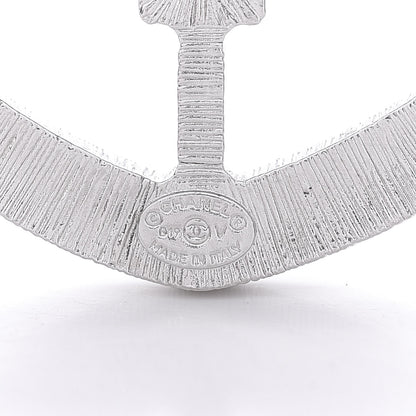 Chanel Swarovski Baguette Crystal CC Shield Brooch Silver 4 of 4