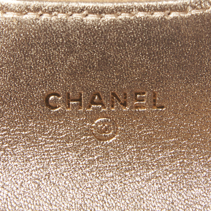 Chanel Metallic Lambskin Quilted Flap Card Holder Wallet Gold 7 of 8