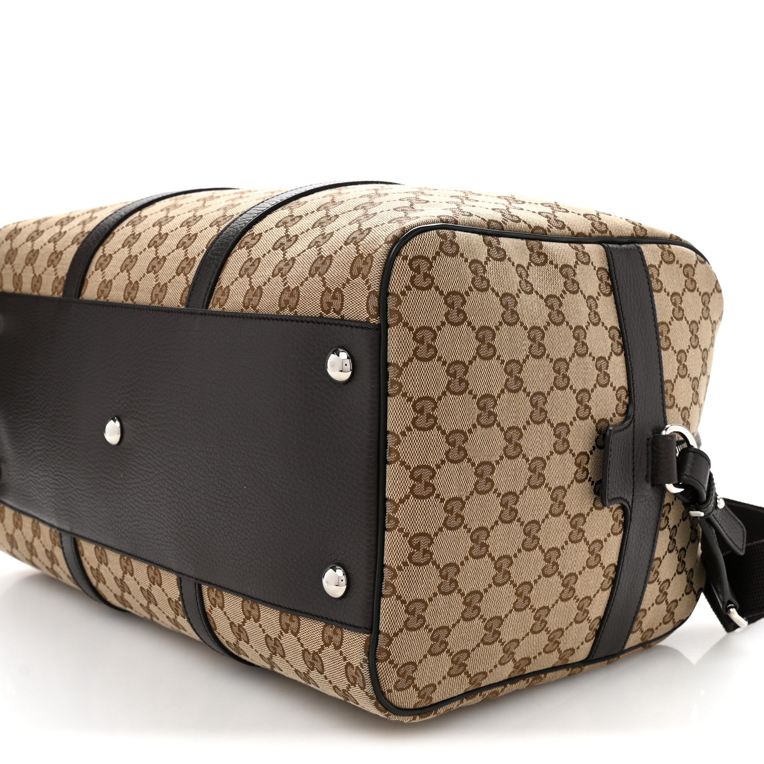 Gucci Monogram Dollar Calfskin Boston Duffle Bag Beige Ebony Testa di Moro Marrone Scuro 9 of 13