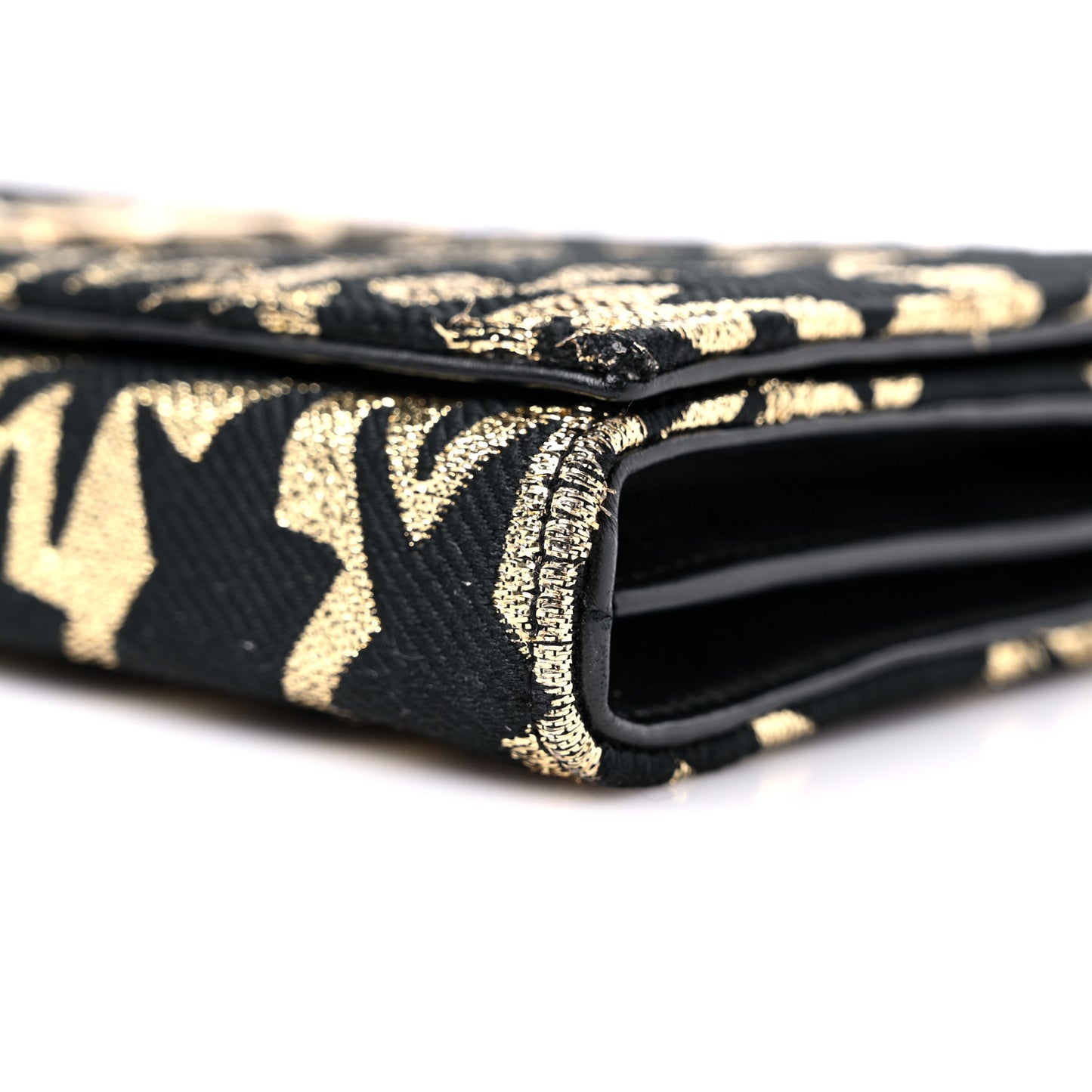 Canvas Star Print Monogram Chain Wallet Gold Black