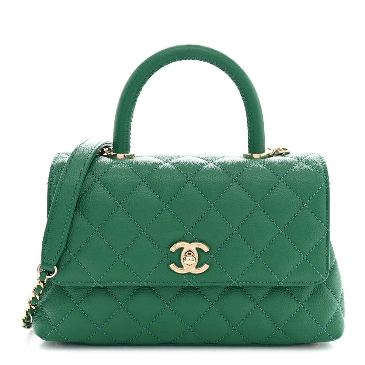 Chanel Caviar Quilted Mini Coco Handle Flap Green 1 of 11