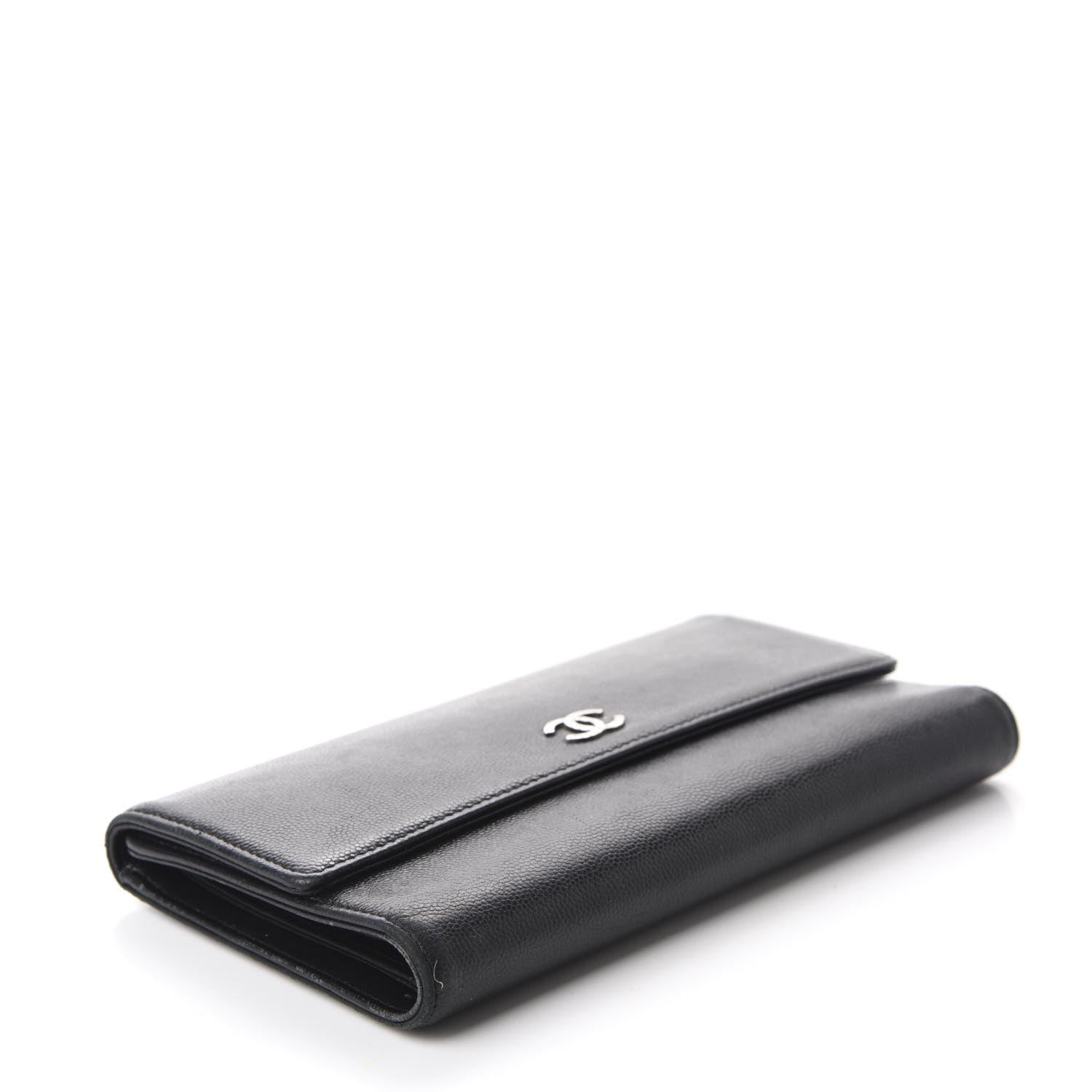 Chanel Caviar Sevruga CC Large Gusset Flap Wallet Black 4 of 11