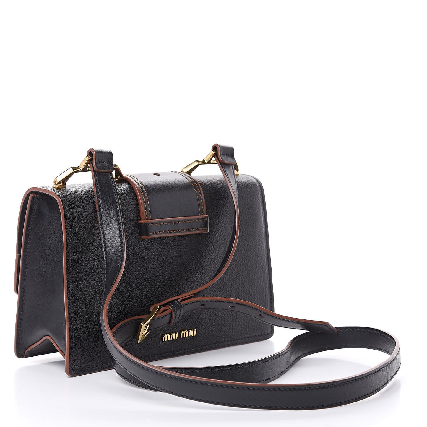 Goatskin Madras Soft Calf Crystal Embellished Shoulder Bag Black