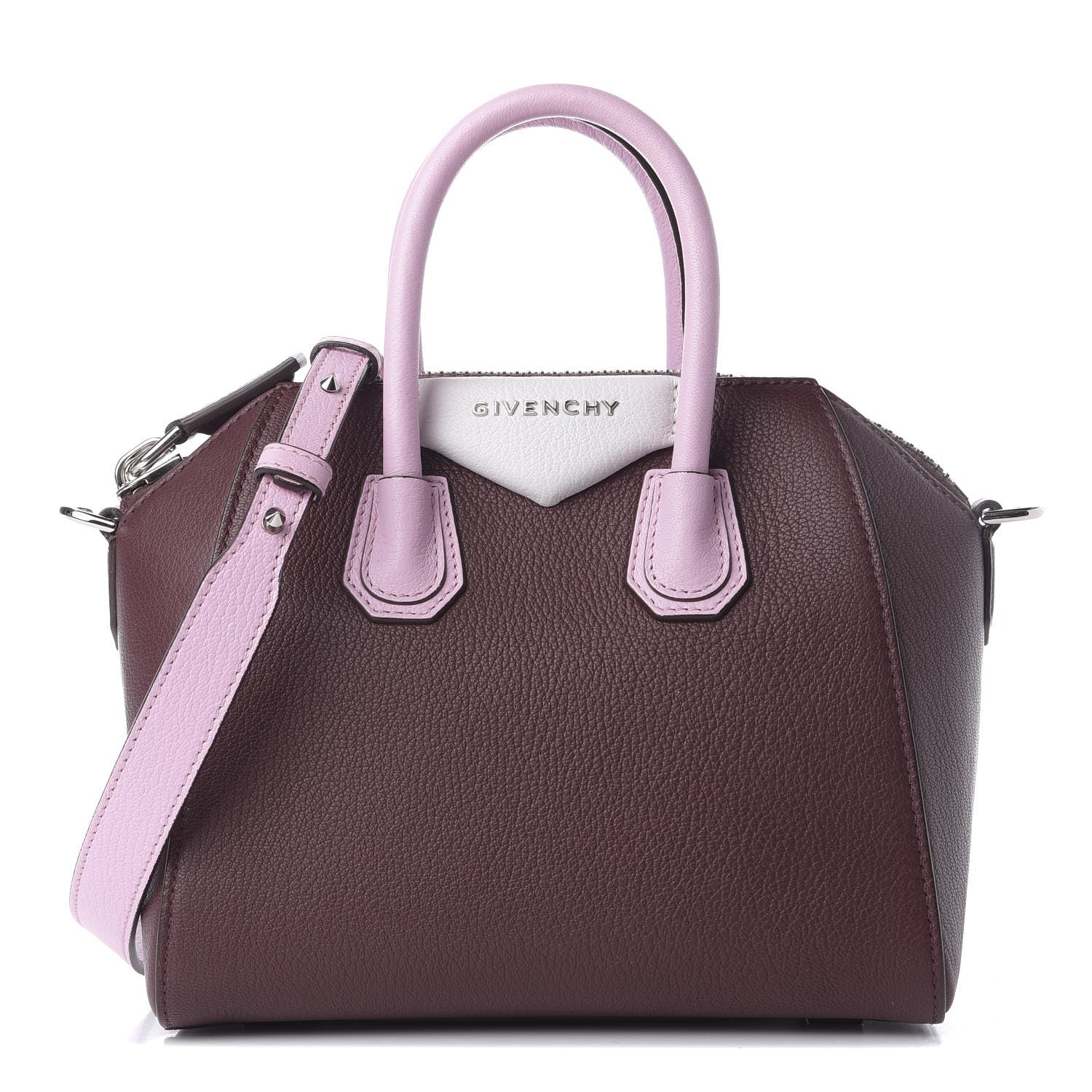 Givenchy Sugar Goatskin Mini Tri-Color Antigona Burgundy Pink White 1 of 10