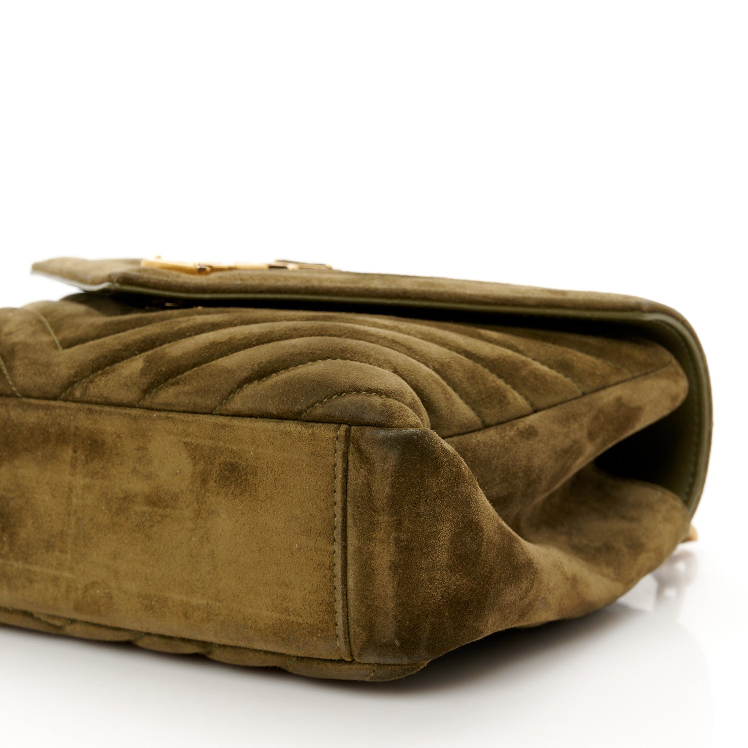 Saint Laurent Suede Matelasse Chevron Monogram Medium College Bag Loden Green 11 of 11