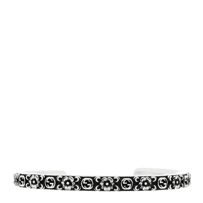 Gucci Sterling Silver Interlocking G Flower Cuff Bracelet 1 of 3