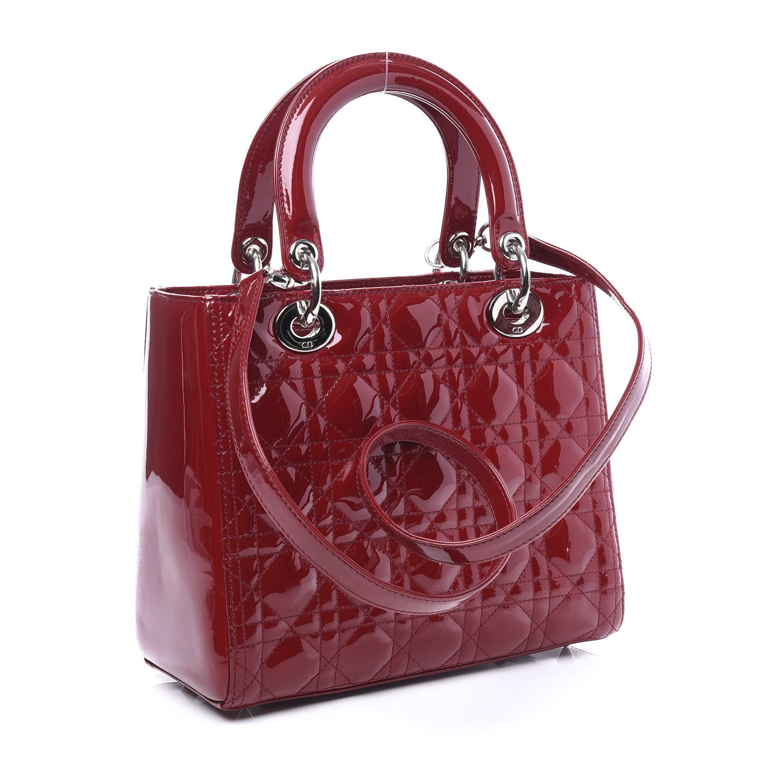 Christian Dior Patent Cannage Medium Lady Dior Red 2 of 9