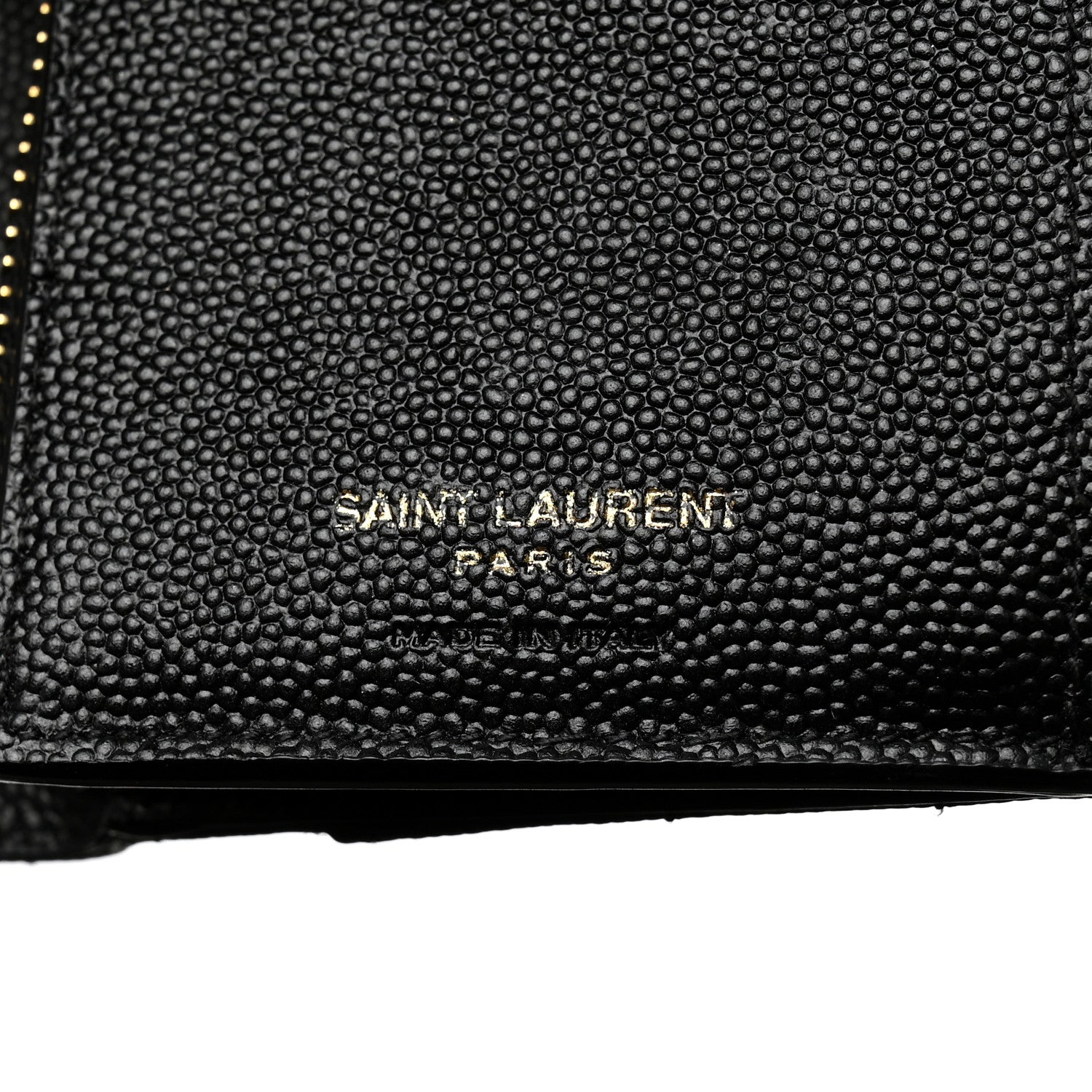 Saint Laurent Grain De Poudre Matelasse Chevron Monogram Compact Tri Fold Wallet Black 6 of 7