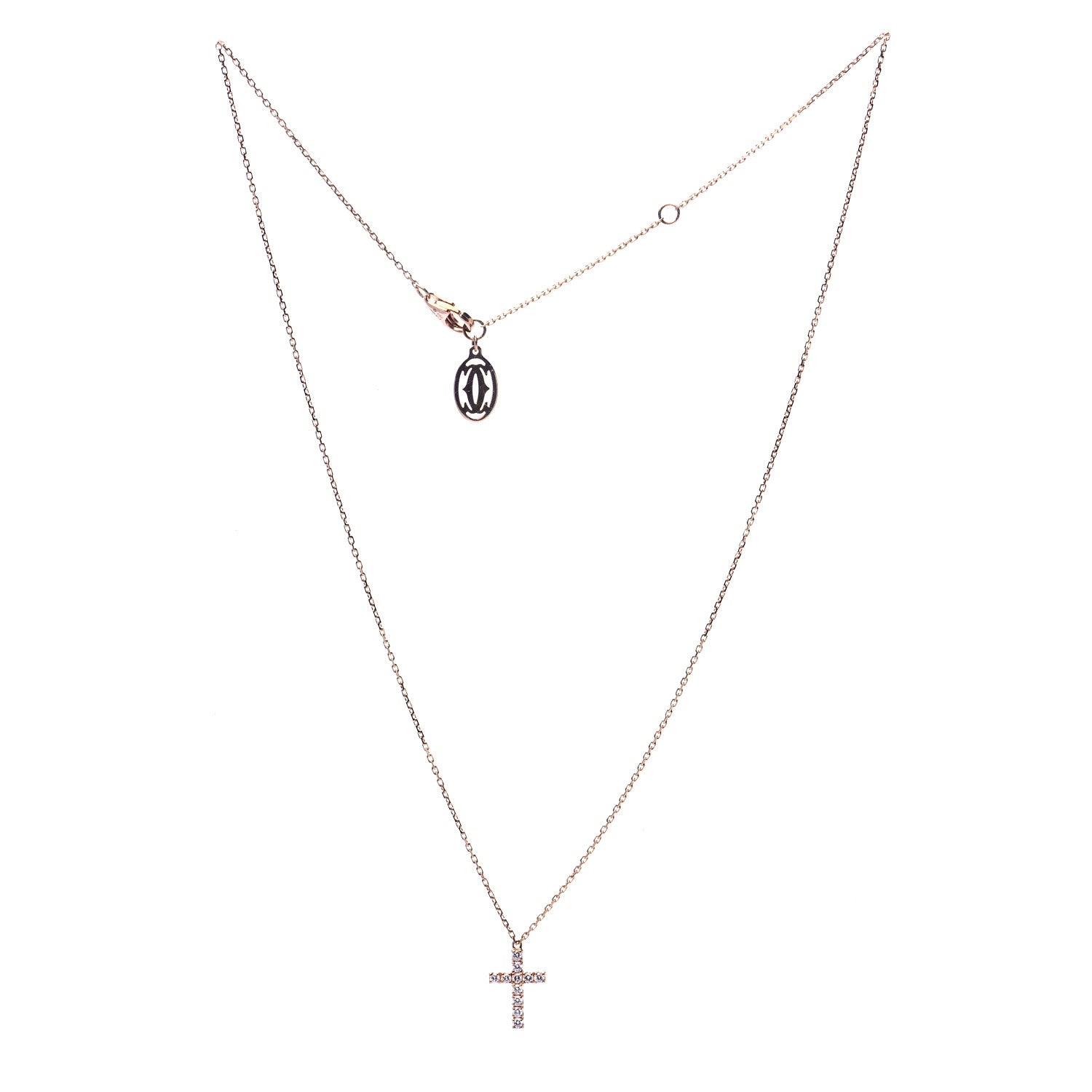 Cartier 18K Pink Gold Diamond Symbols Cross Pendant Necklace 3 of 6