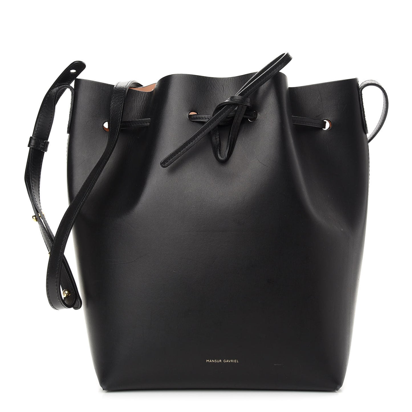 Vegetable Tanned Calfskin Bucket Bag Black Ballerina