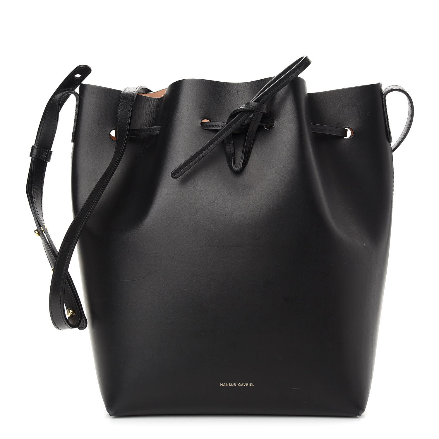 Mansur Gavriel Vegetable Tanned Calfskin Bucket Bag Black Ballerina 1 of 12